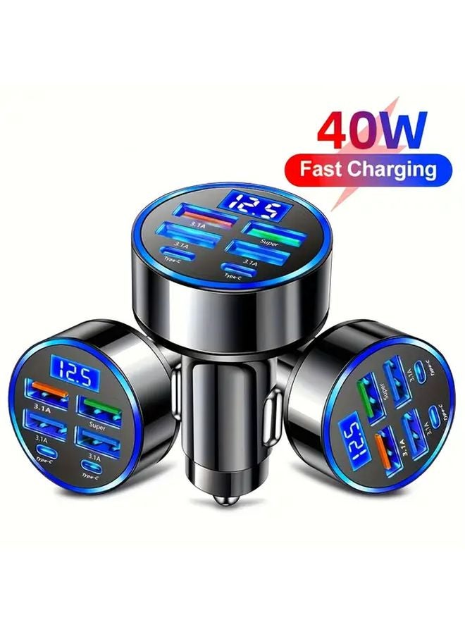 Ouyaaqii 6 منفذ شاحن السيارة 4 USB 2 PD شحن سريع QC3 0 فضي - Image 1
